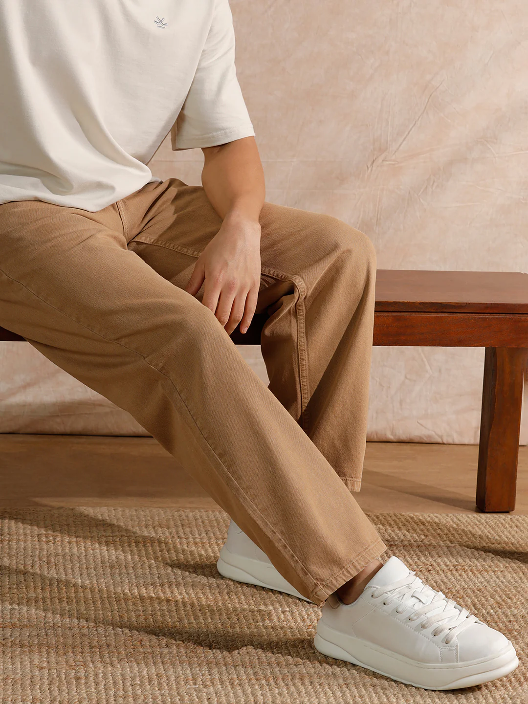 Solid Light Fade Loose Fit Jeans | Khakhi