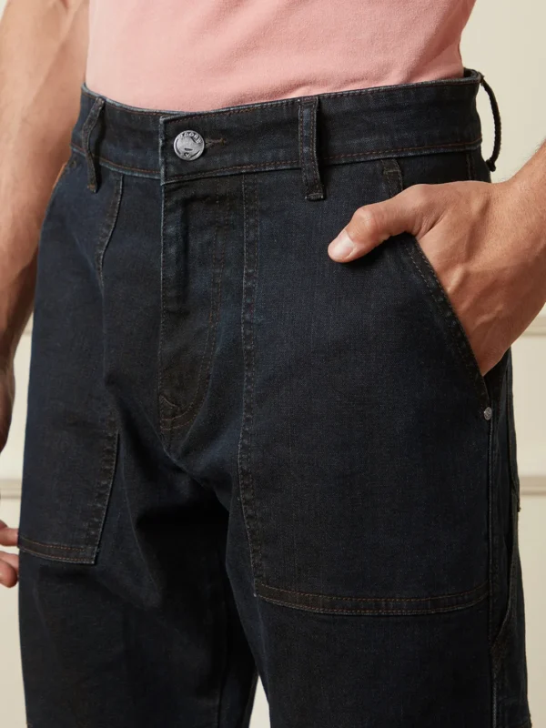 Relaxed Fit Utility Denim Cargo | Blue